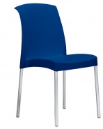 Niebieskie krzesło gastronomiczne wsparte na nogach z aluminium 
