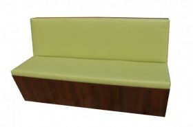 Loża gastronomiczna z płaskim tapicerowanym siedziskiem w kolorze zielonym