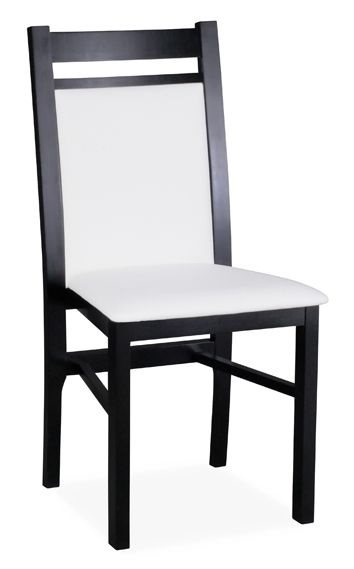 Krzesło o konstrukcji drewnianej z tapicerowanym siedziskiem i oparciem